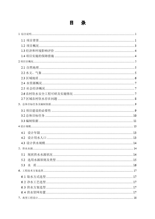 某县农村饮水安全工程十一五可行研究报告word精品文档30页
