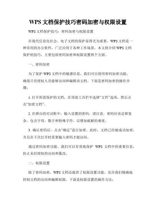 WPS文档保护技巧密码加密与权限设置