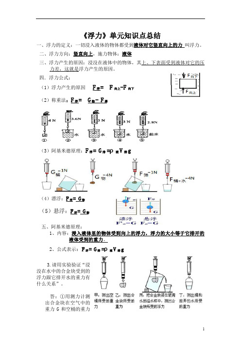 《浮力》单元知识点总结