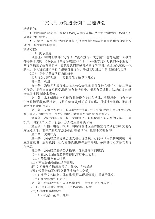 “文明行为促进条例”主题班会