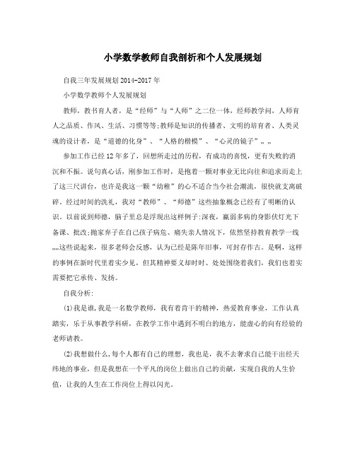 小学数学教师自我剖析和个人发展规划