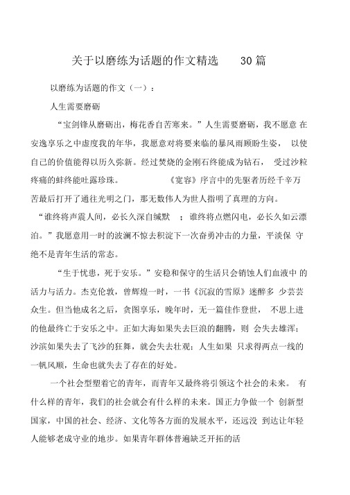 关于以磨练为话题的作文精选30篇