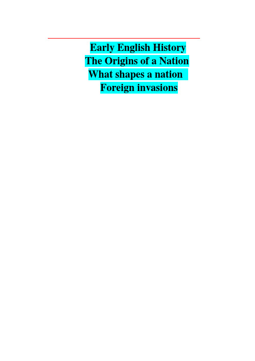 The Origins of a Nation---Early English History