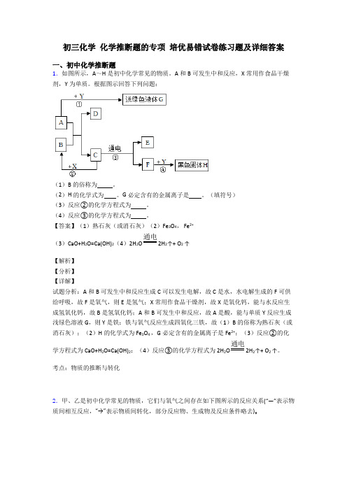 初三化学 化学推断题的专项 培优易错试卷练习题及详细答案