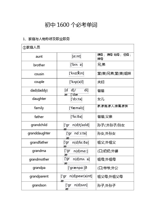 初中1600个必背单词带英标