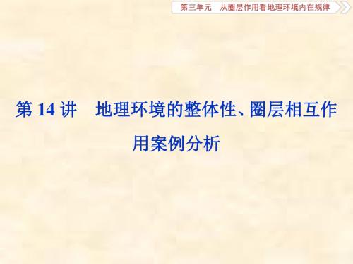 2019届高考地理鲁教版一轮复习课件:第3章 从圈层作用看地理环境内在规律 第14讲