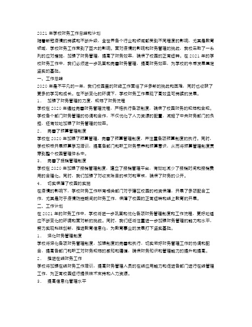 学校财务工作总结和计划