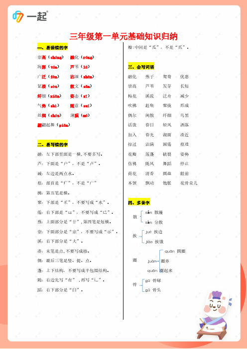 小学语文-三年级下册-知识点汇总