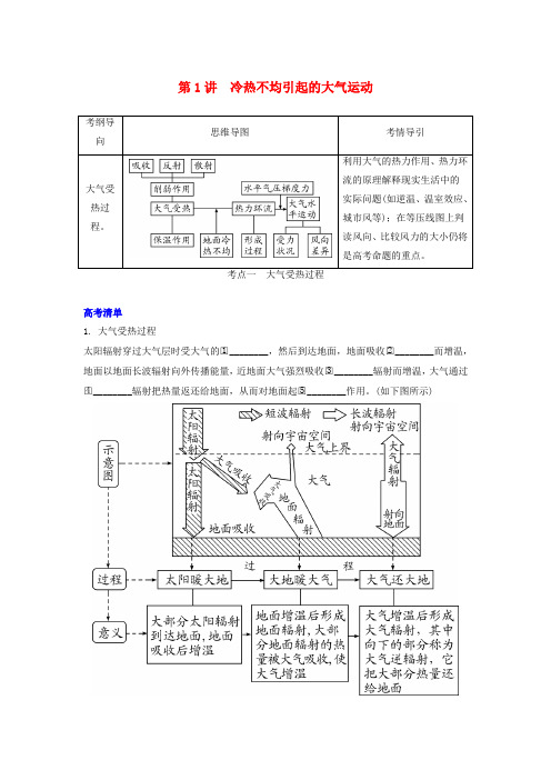 2020版高考地理一轮总复习第三章地球上的大气第1讲冷热不均引起的大气运动讲义(含解析)新人教版