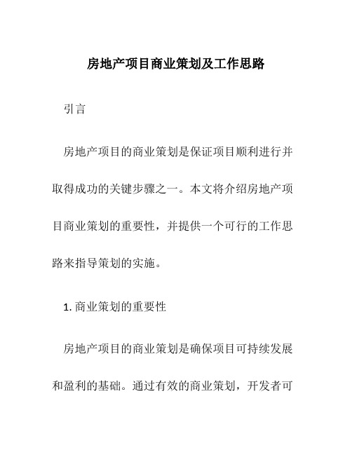 房地产项目商业策划及工作思路