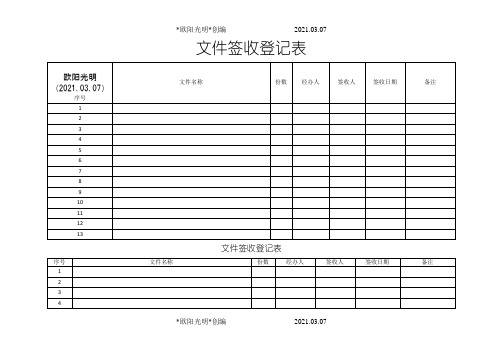 2021年文件签收登记表(模板)