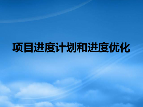 项目进度计划和进度优化