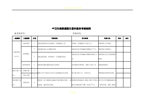 家庭医生签约服务考核细则