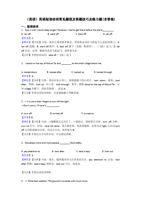 (英语)英语短语动词常见题型及答题技巧及练习题(含答案)