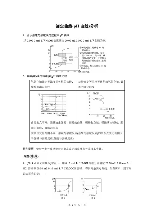 滴定曲线(pH曲线)分析