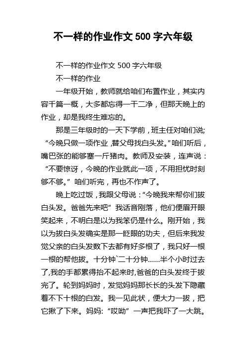 不一样的作业作文500字六年级