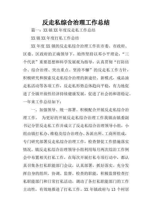 反走私综合治理工作总结