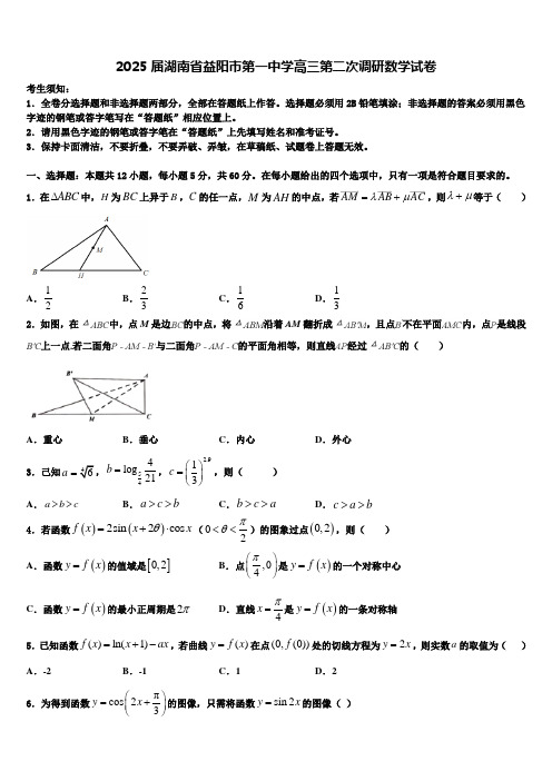 2025届湖南省益阳市第一中学高三第二次调研数学试卷含解析