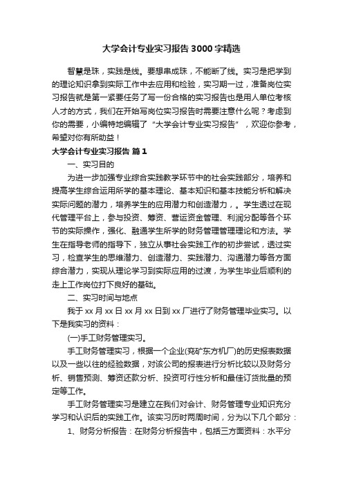 大学会计专业实习报告3000字精选