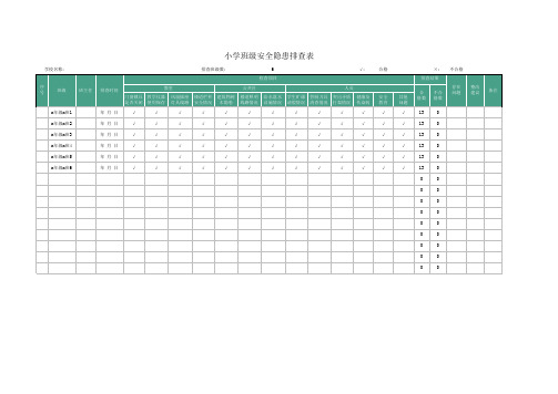 小学班级安全隐患排查表