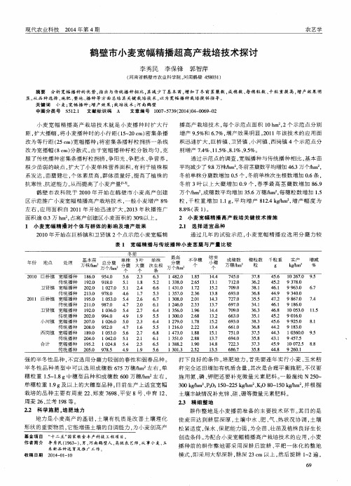 鹤壁市小麦宽幅精播超高产栽培技术探讨