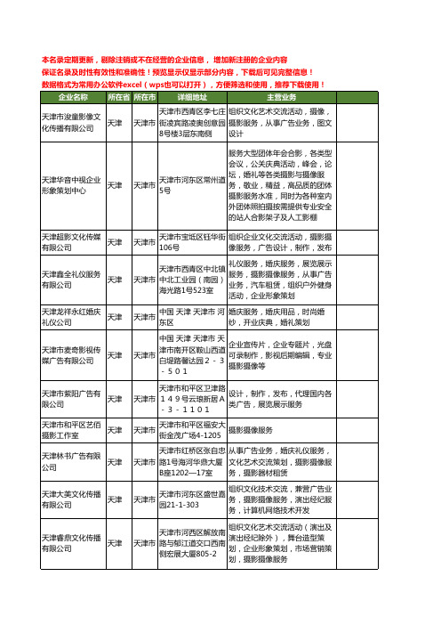 新版天津市摄影摄像工商企业公司商家名录名单联系方式大全60家