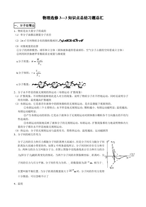 物理选修3-3知识点总结考题汇总