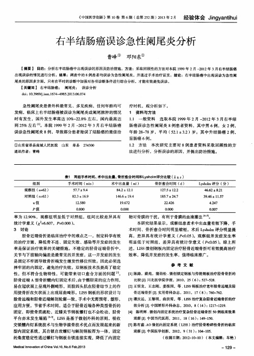 右半结肠癌误诊急性阑尾炎分析