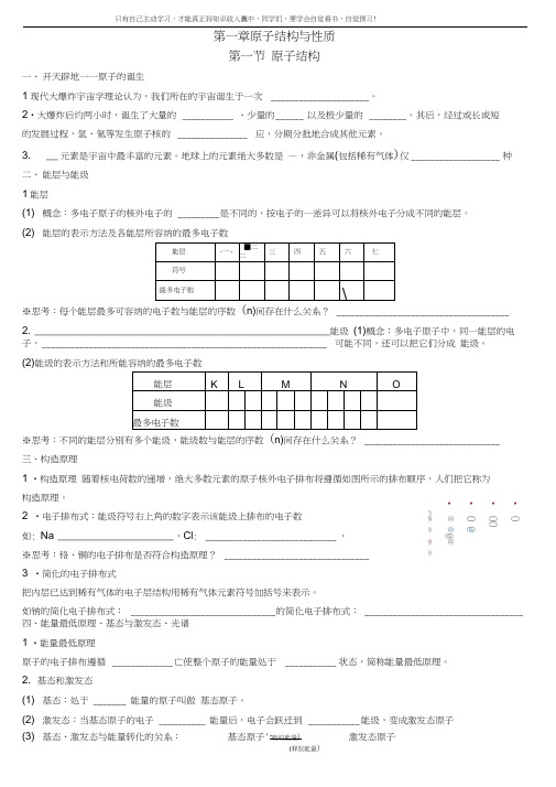 完整word版,人教版高二化学选修3第一章导学案