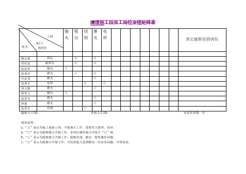 员工培训矩阵图