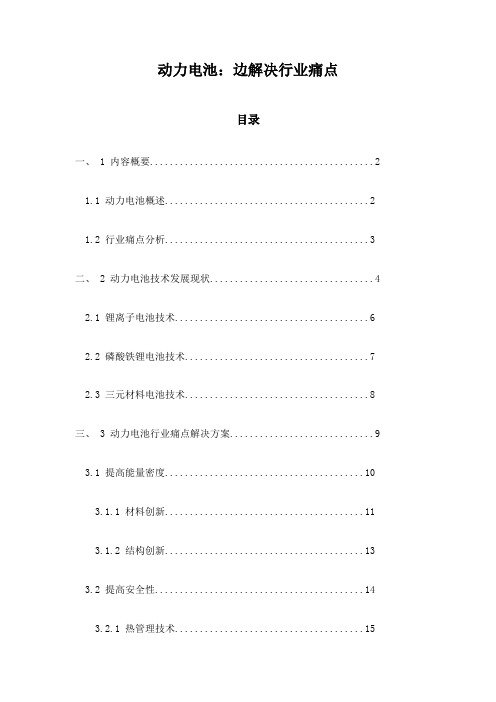 动力电池：边解决行业痛点