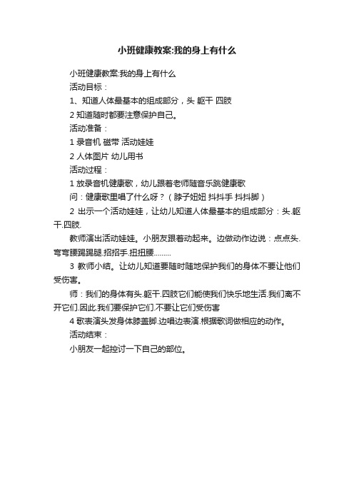 小班健康教案：我的身上有什么