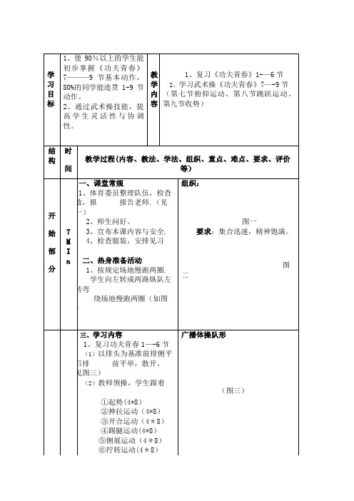 湖南省初中体育 7-8 功夫青春教案(2021年整理)