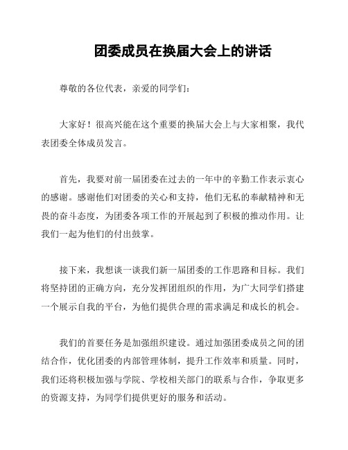 团委成员在换届大会上的讲话