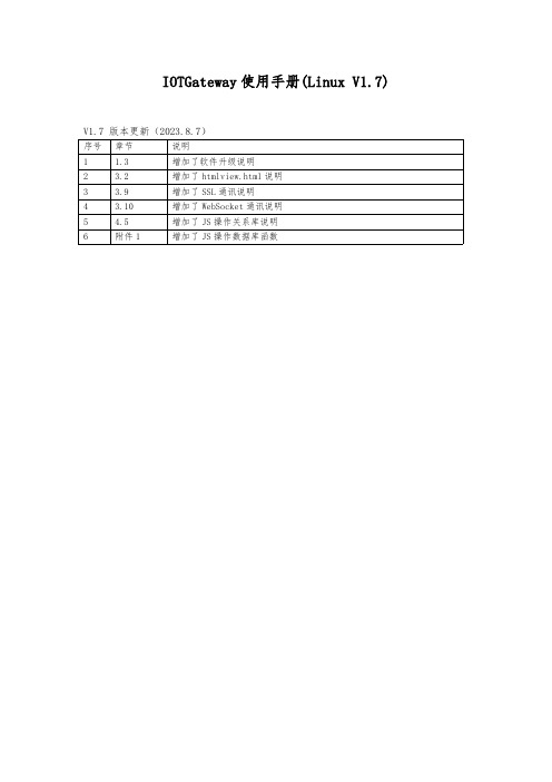 IOTGateway 使用手册(Linux V1.7)说明书