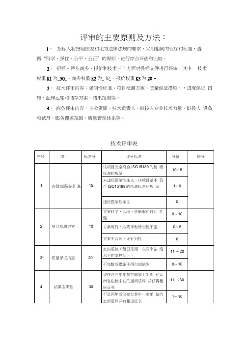 评标的主要原则及方法