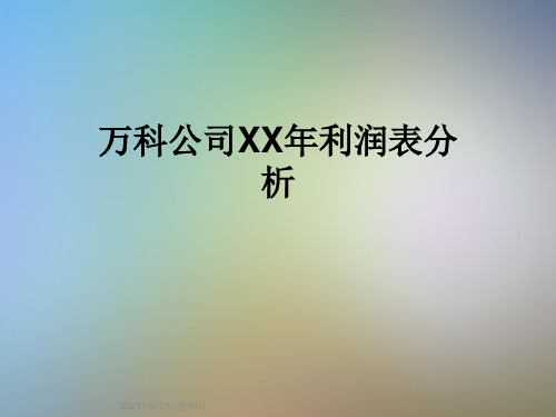 万科公司XX年利润表分析