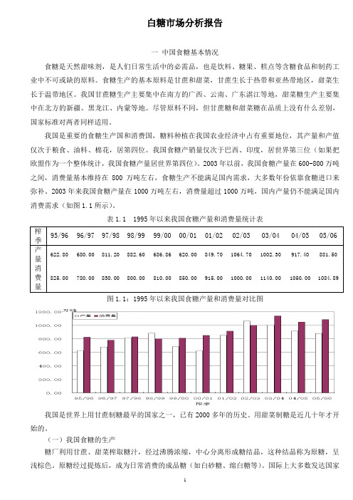 白糖市场分析报告(模板)