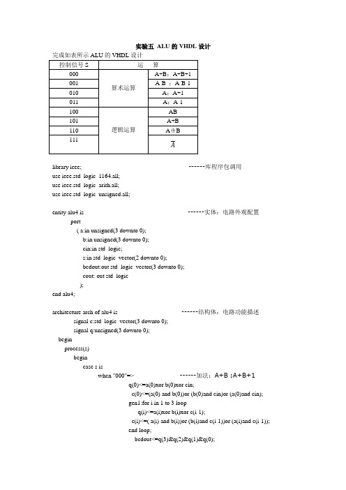 实验五_ALU的VHDL设计