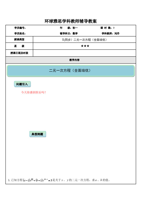 二元一次方程全面培优典型例题