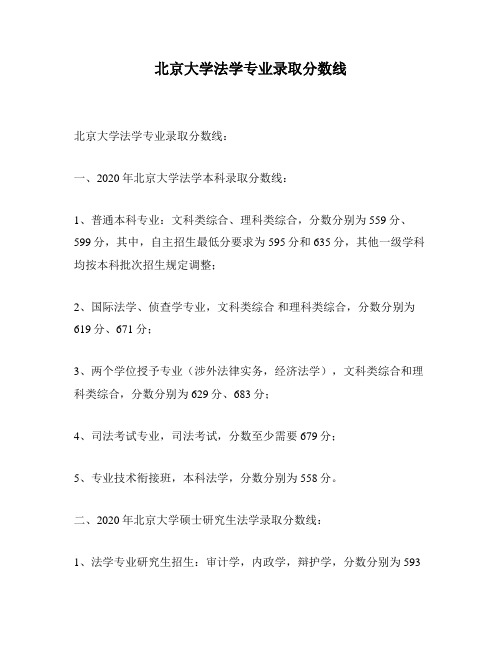 北京大学法学专业录取分数线