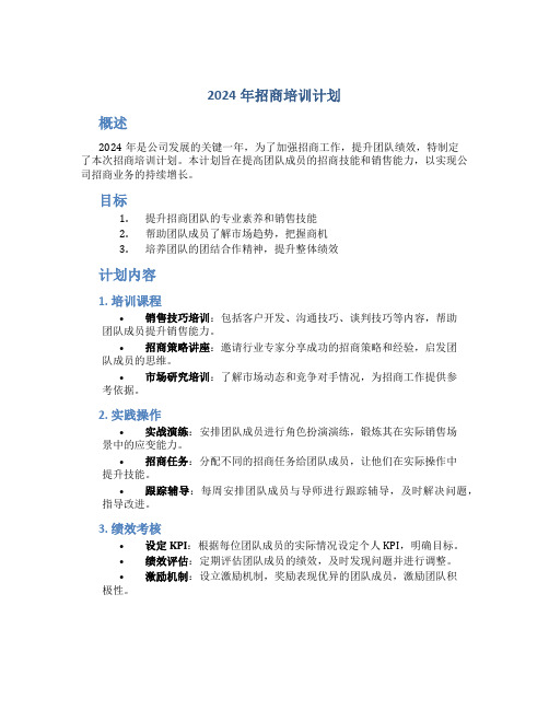 2024年招商培训计划