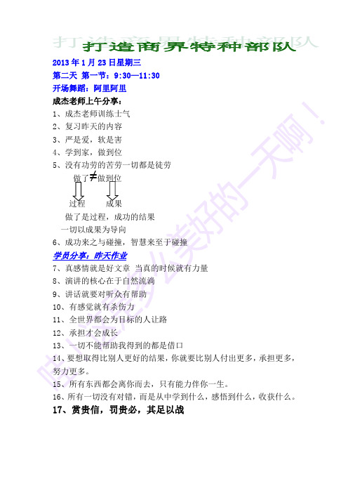 2013年1月22-24《打造商界特种部队》笔记2