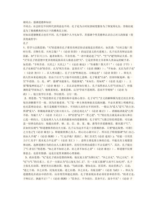 比较孔子与苏格拉底思想主张的异同点