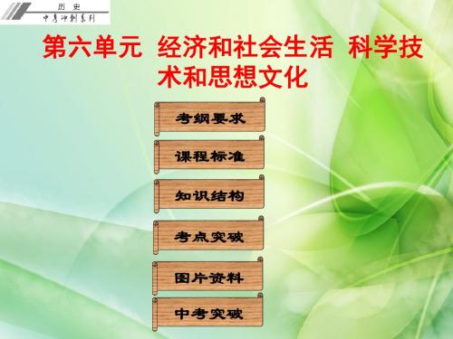 广东省2018年中考历史总复习冲刺：经济和社会生活,科学技术和思想文化PPT课件 通用