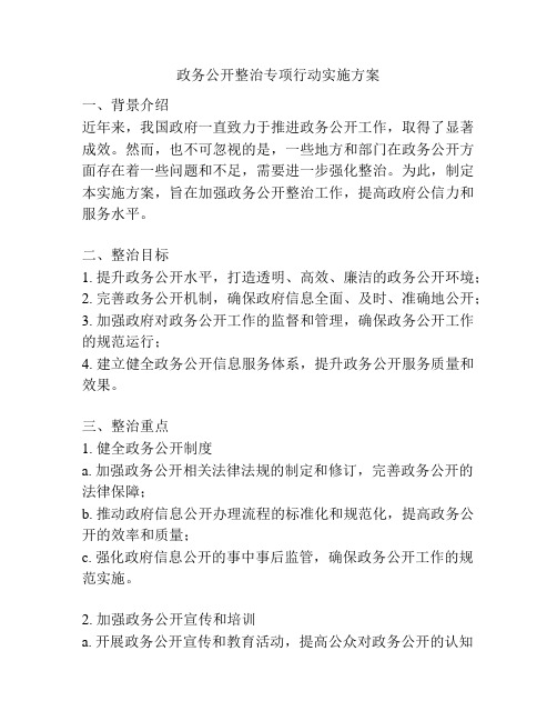 政务公开整治专项行动实施方案