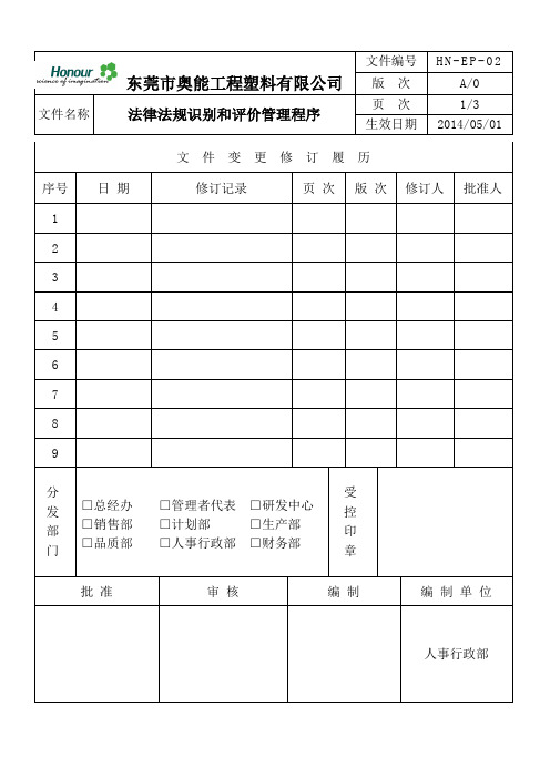 HN-EP-02法律法规识别和评价管理程序OK