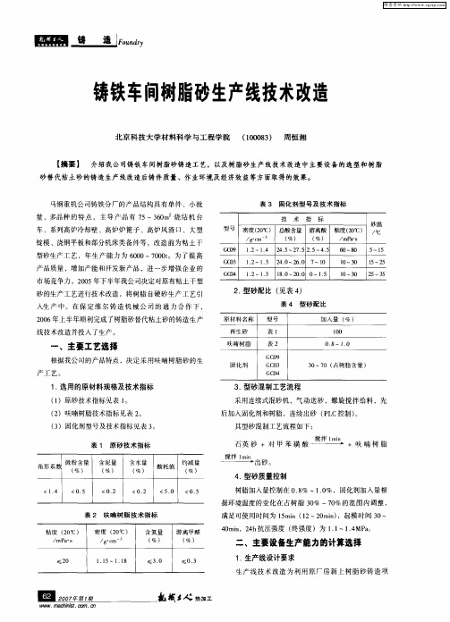 铸铁车间树脂砂生产线技术改造