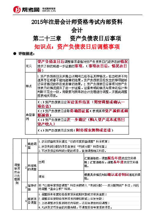 第二十三章资产负债表日后事项-资产负债表日后调整事项