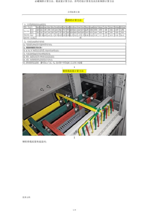 必藏铜排计算方法、载流量计算方法、折弯经验计算表及高压柜铜排计算方法